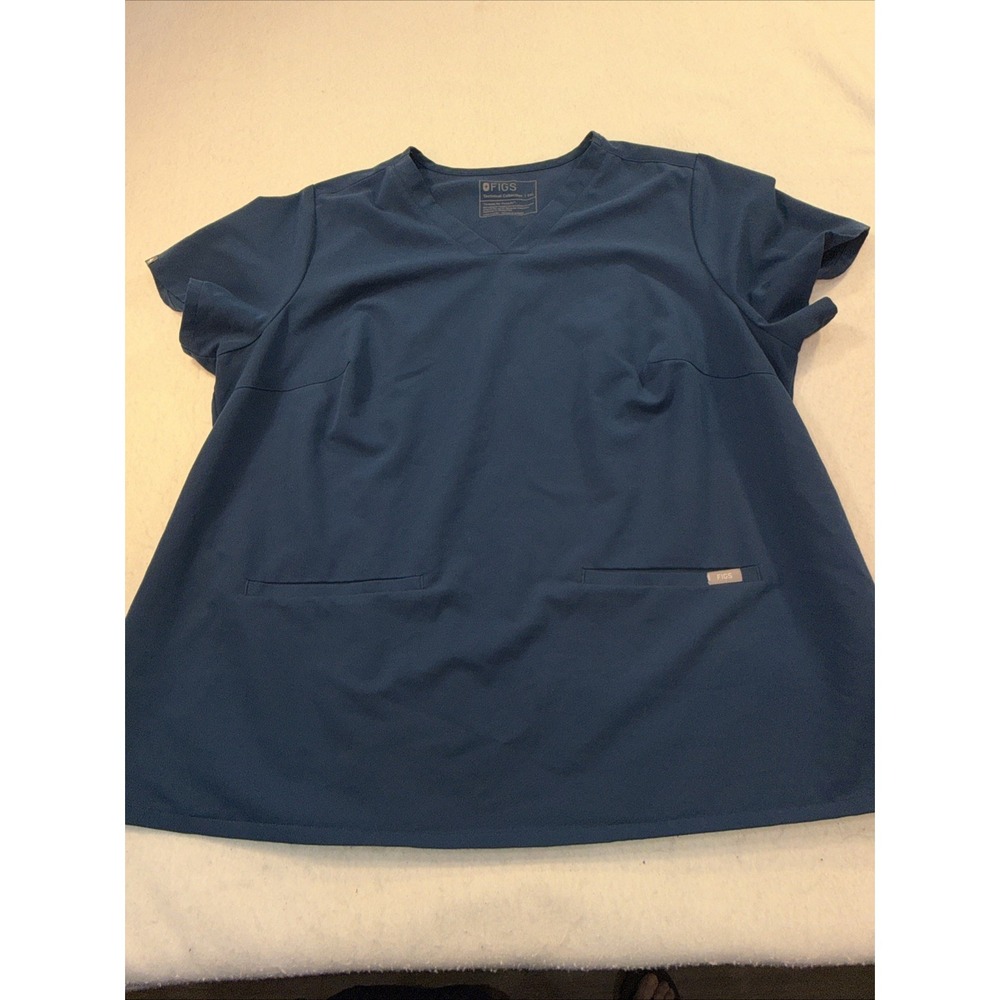 FIGS Women's XXXL Casma Three Pocket Scrub Top, Drop Teal Size 3X Medical Dental